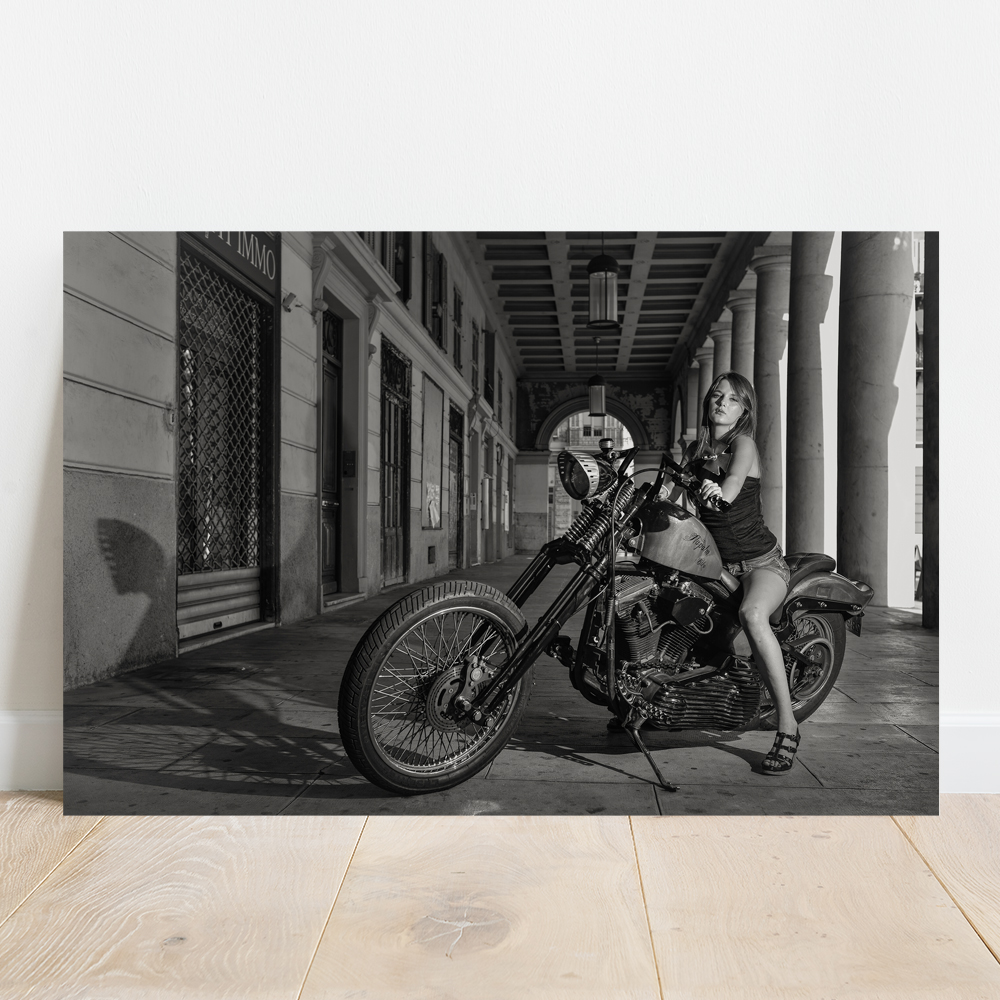 Quadro decorativo desenho moto Harley Davison preto